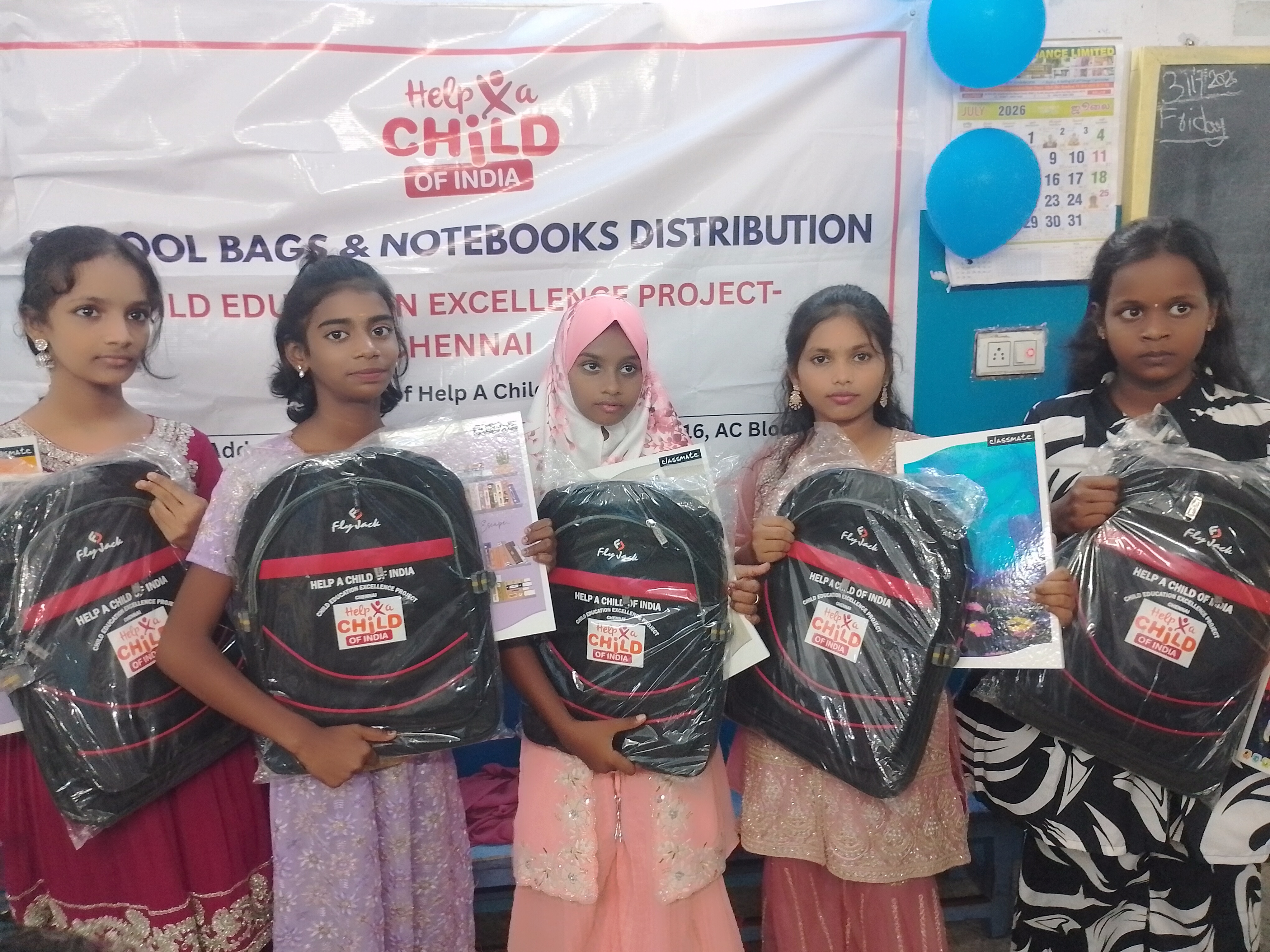 SCHOOL BAGS DISTRIBUTION- PULIANTHOPE, CHENNAI